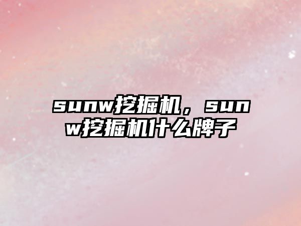 sunw挖掘機，sunw挖掘機什么牌子